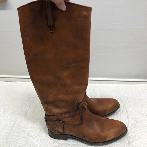 Frye | Shoes | Frye Tall Tan Distressed Leather Riding Boots  display picture 1